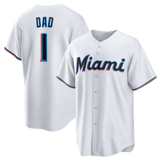 Miami Marlins #1 Dad White RONA Home Replica Jersey