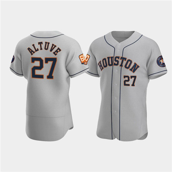 Houston Astros #27 Jose Altuve Gray RONA 60th Anniversary Flex Base Stitched Jersey