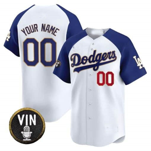 Custom Los Angeles Dodgers Vin Scully Patch Gold Trim Vapor Premier Limited Jersey ¨C White RONA