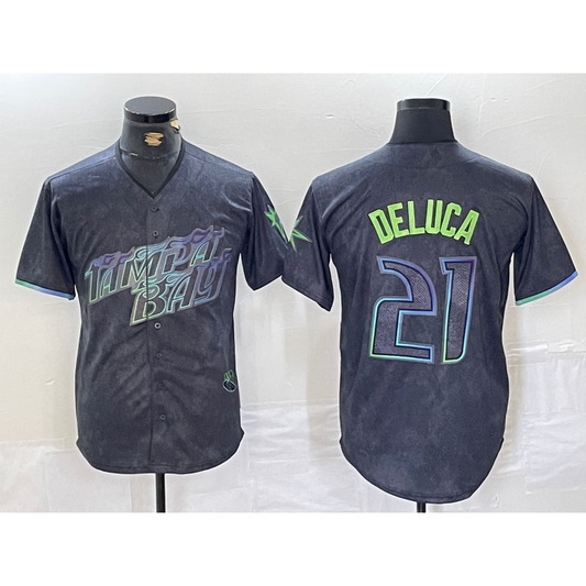 Tampa Bay Rays #21 Jonny DeLuca Charcoal RONA 2024 City Connect Limited Stitched Jersey 2