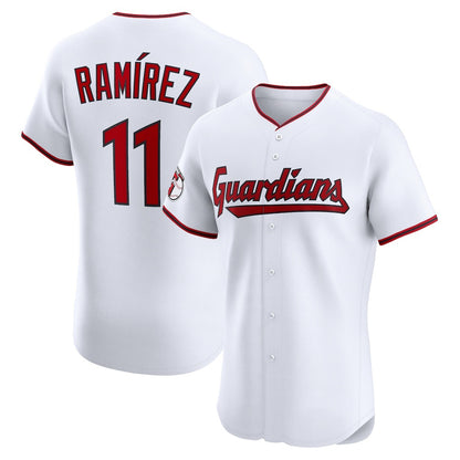 Cleveland Guardians #11 Jos¨¦ Ram¨ªrez White RONA Home Elite Jersey