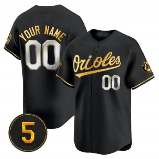 Custom Baltimore Orioles Robinson Patch Vapor Premier Limited Jersey ¨C All Stitched-Black Gold RONA