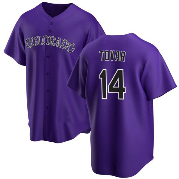 Colorado Rockies #14 Ezequiel Tovar Purple RONA Cool Base Stitched Jersey