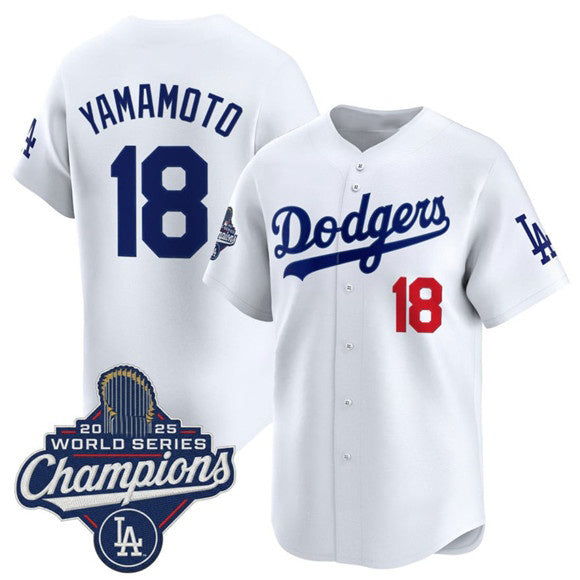 Los Angeles Dodgers #18 Yoshinobu Yamamoto White RONA 2025 Champions Stitched Jersey
