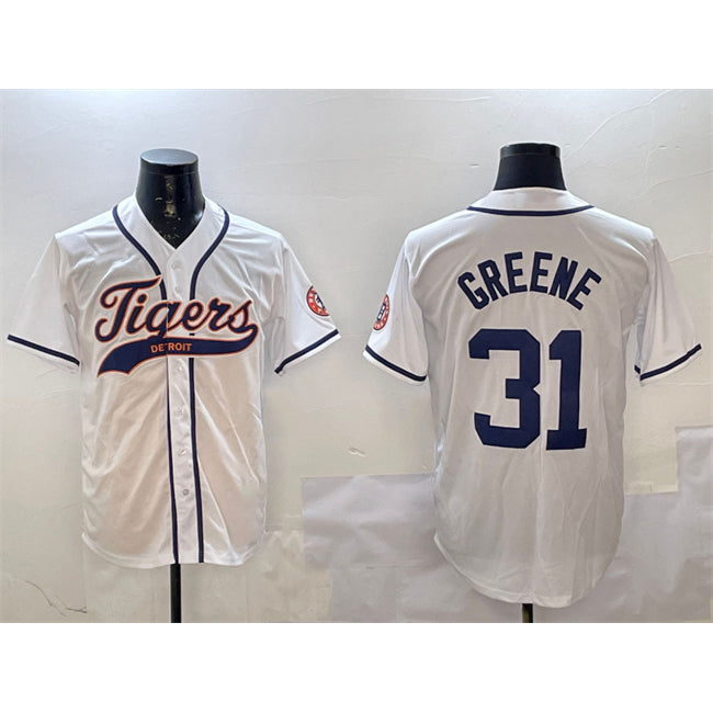 Detroit Tigers #31 Riley Greene White RONA With Patch Cool Base Stitched Jersey