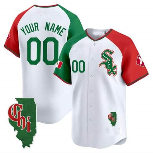Custom Chicago White Sox Mexico Vapor Premier Limited Jersey ¨C Illinois Patch ¨C All Stitched-White RONA