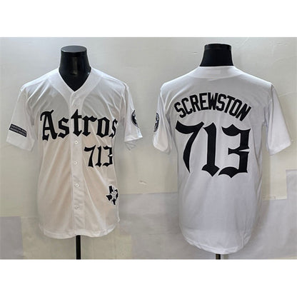 Houston Astros #713 DJ Screwston White RONA Gothic 'Houston Born Barrio Raised' Limited Stitched Jersey