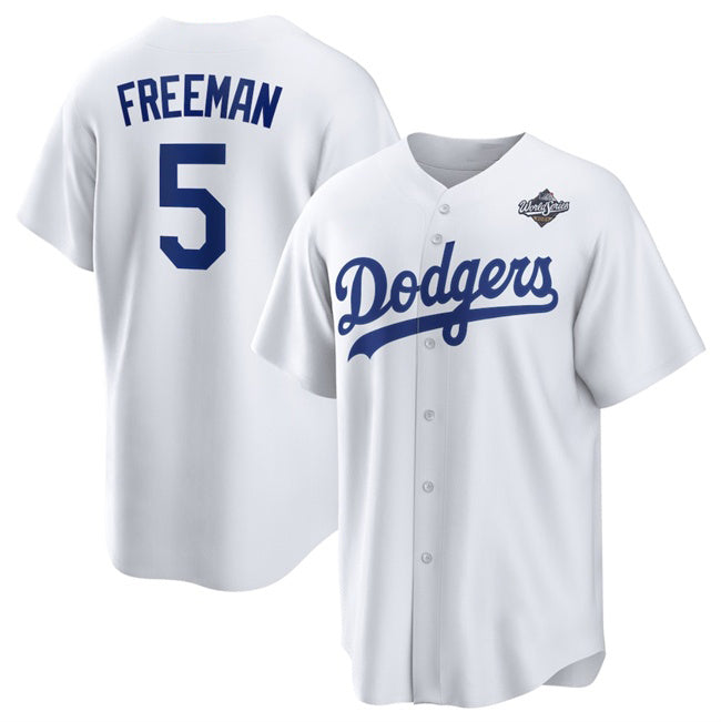 Los Angeles Dodgers #5 Freddie Freeman White RONA 2025 World Series Home Cool Base Stitched Jersey