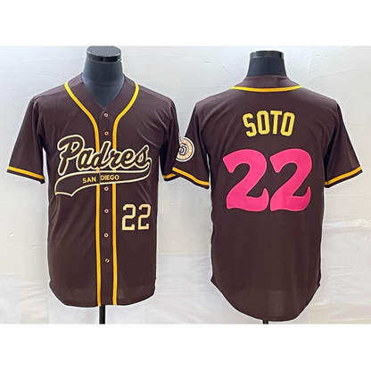 San Diego Padres #22 Juan Soto Number Brown RONA NEW 2023 City Connect Cool Base Stitched Jersey