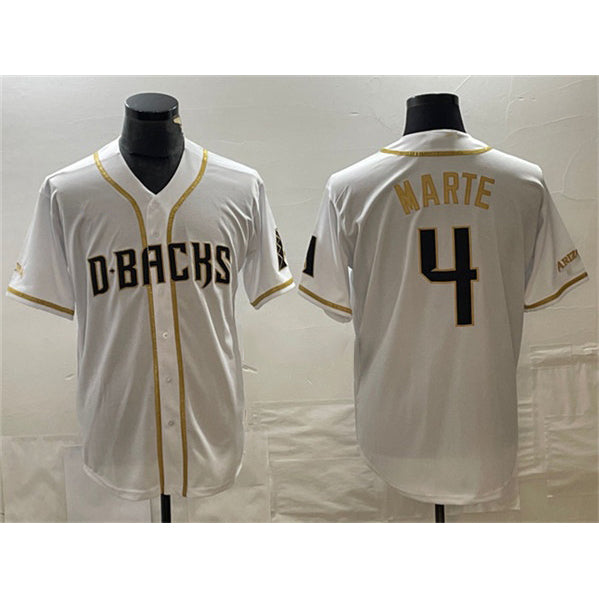 Arizona Diamondbacks #4 Ketel Marte White RONA Gold Cool Base Stitched Jersey