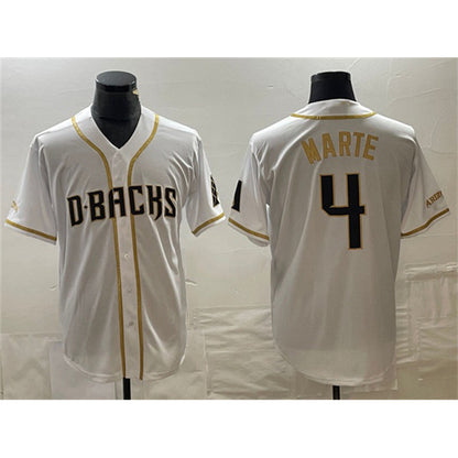 Arizona Diamondbacks #4 Ketel Marte White RONA Gold Cool Base Stitched Jersey