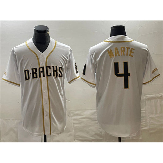 Arizona Diamondbacks #4 Ketel Marte White RONA Gold Cool Base Stitched Jersey
