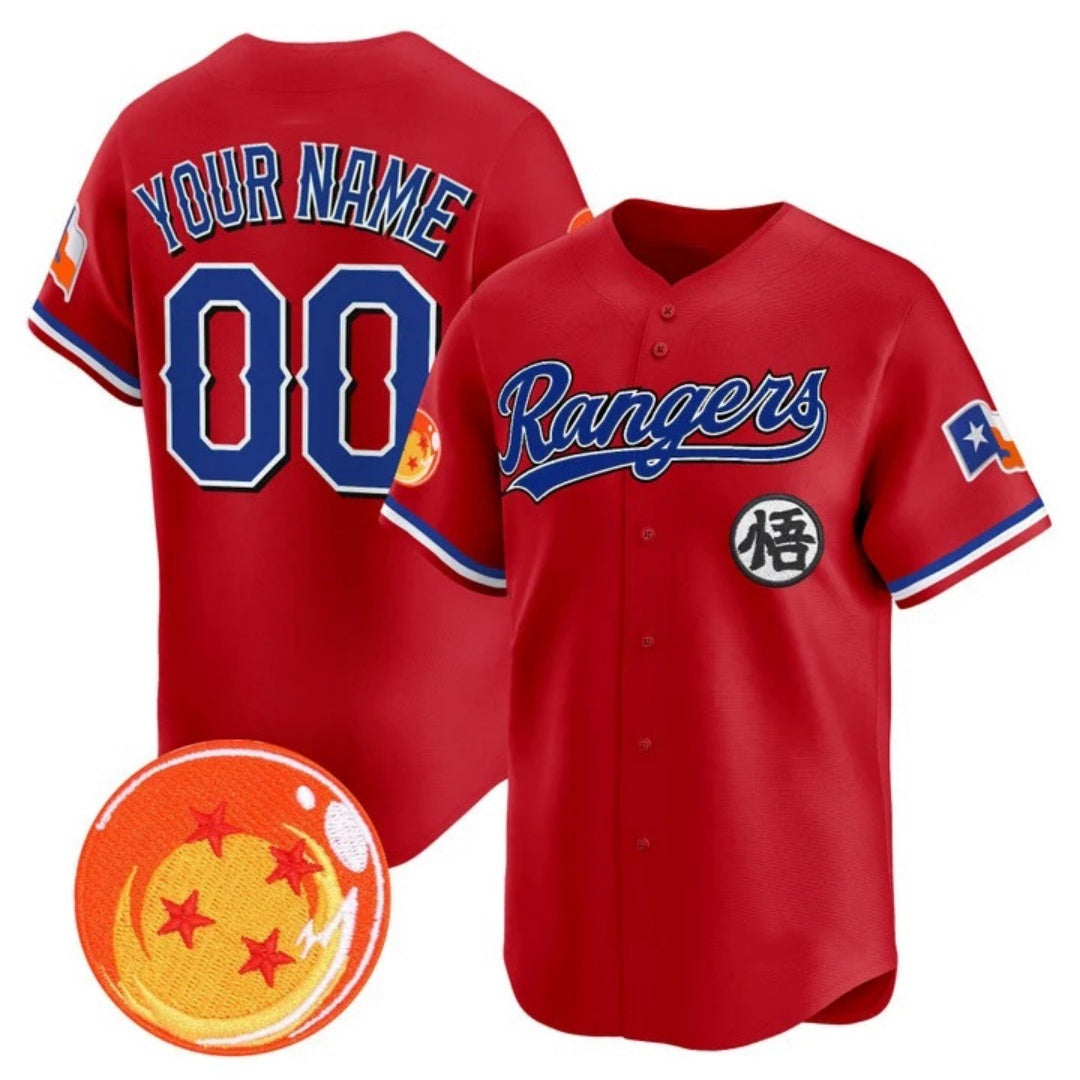 Custom Texas Rangers x Dragon Ball Red RONA Vapor Premier Limited Jersey - All Stitched