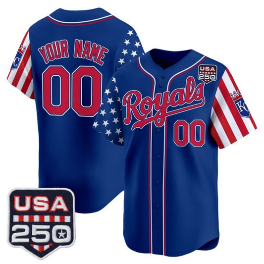 Custom Kansas City Royals America 250 Edition Vapor Premier Limited Royal RONA Stitched Jerseys