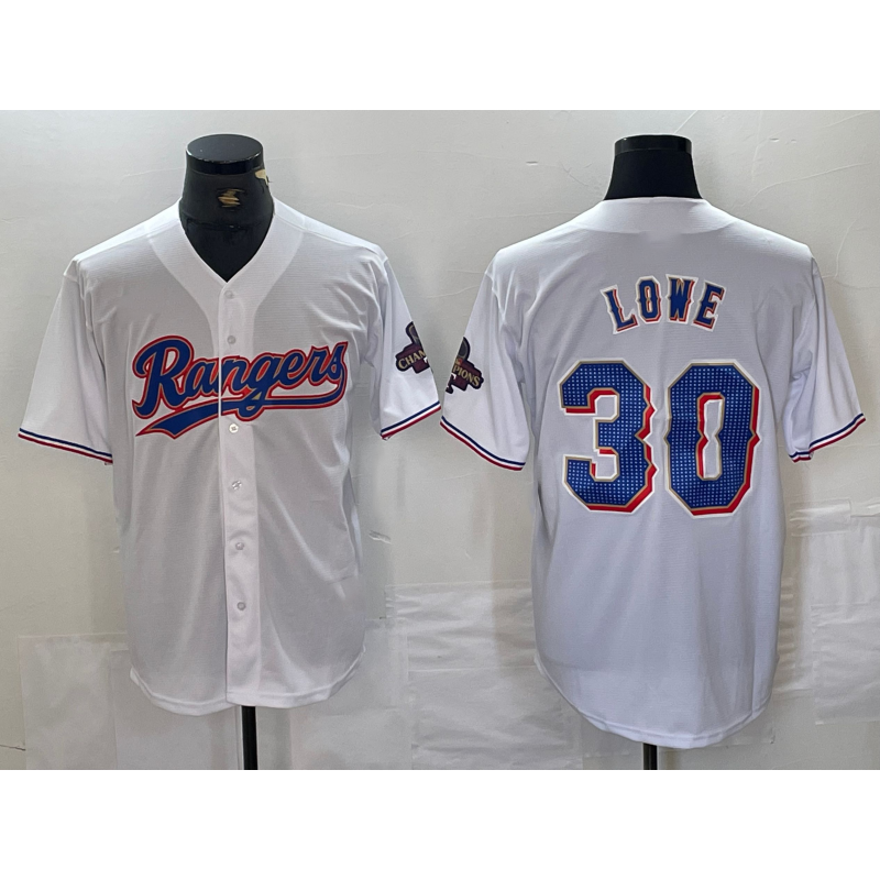 Texas Rangers #30 Nathaniel Lowe White RONA 2024 Gold Collection Limited Cool Base Jersey
