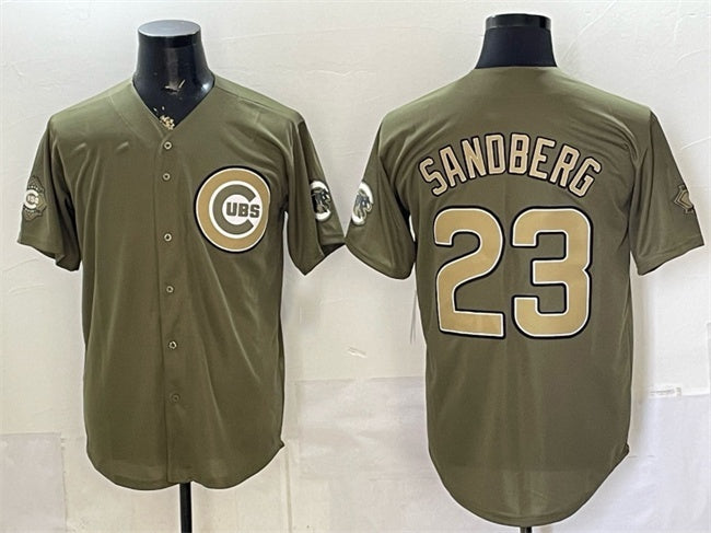 Chicago Cubs #23 Ryne Sandberg Olive RONA 2026 Armed Forces Day Stitched Jersey