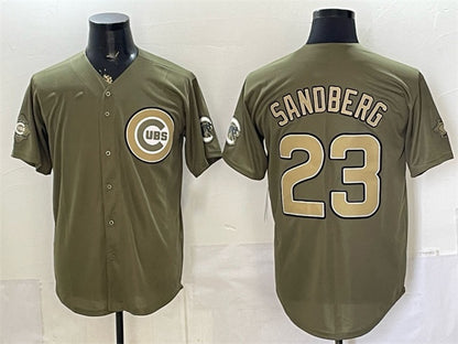 Chicago Cubs #23 Ryne Sandberg Olive RONA 2026 Armed Forces Day Stitched Jersey