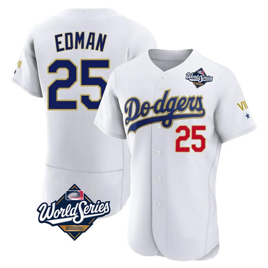 Los Angeles Dodgers #25 Tommy Edman Player Gold White RONA World Series 2026 Collection Stadium Limited Elite Stitched Jerseys