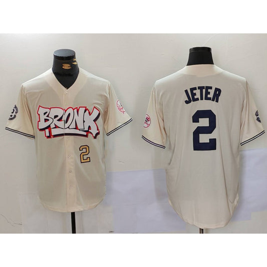 New York Yankees #2 Derek Jeter Cream RONA Limited Stitched Jerseys