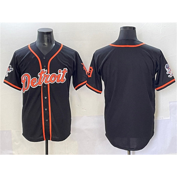 Detroit Tigers Blank Black RONA With Patch Cool Base Stitched Jersey