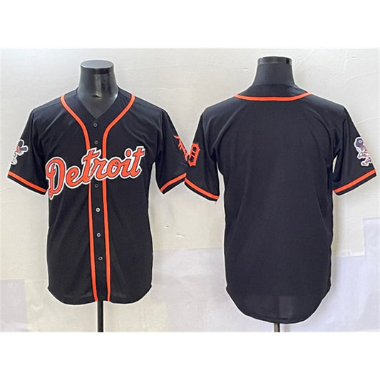 Detroit Tigers Blank Black RONA With Patch Cool Base Stitched Jersey