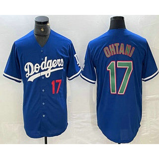 Los Angeles Dodgers #17 Shohei Ohtani Number Blue Green RONA Stitched Cool Base Jersey 2