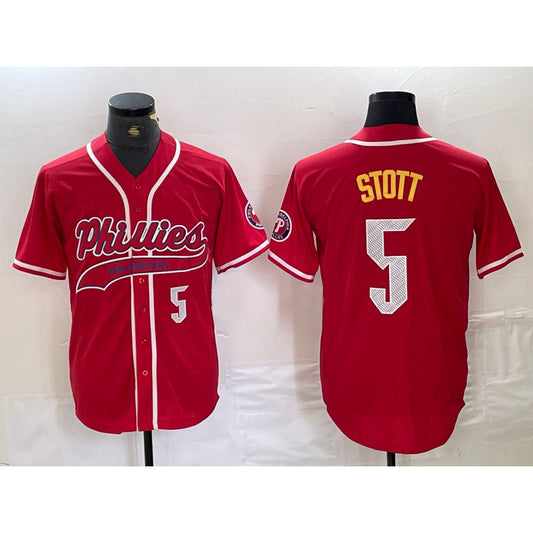 Philadelphia Phillies #5 Bryson Stott Number Red RONA Cool Base Stitched Jersey 2