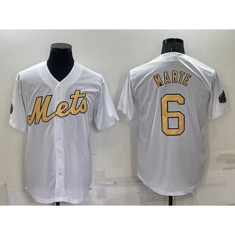 New York Mets #6 Starling Marte White RONA 2022 All Star Stitched Cool Base Jersey