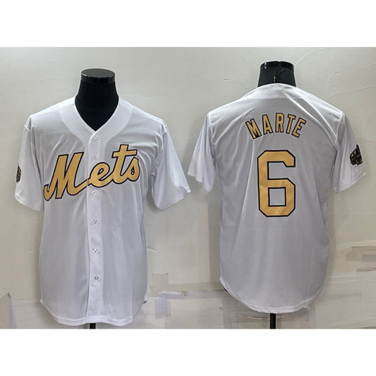 New York Mets #6 Starling Marte White RONA 2022 All Star Stitched Cool Base Jersey