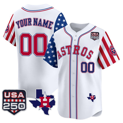 Custom Houston Astros America 250 Edition Vapor Premier Limited White RONA Stitched Jerseys