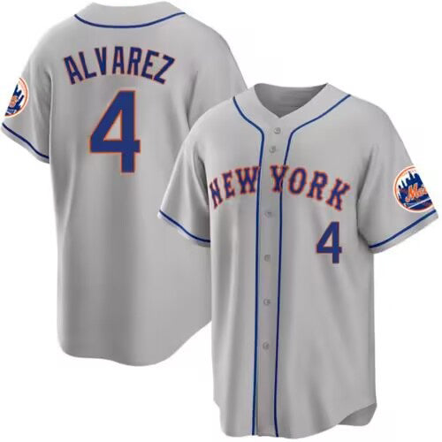 New York Mets #4 Francisco ¨¢lvarez Gray RONA 2023 Cool Base Stitched Jersey