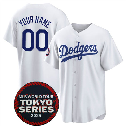 Custom Los Angeles Dodgers ACTIVE PLAYER White RONA 2025 World Tour Tokyo Series Home Stitched Jersey