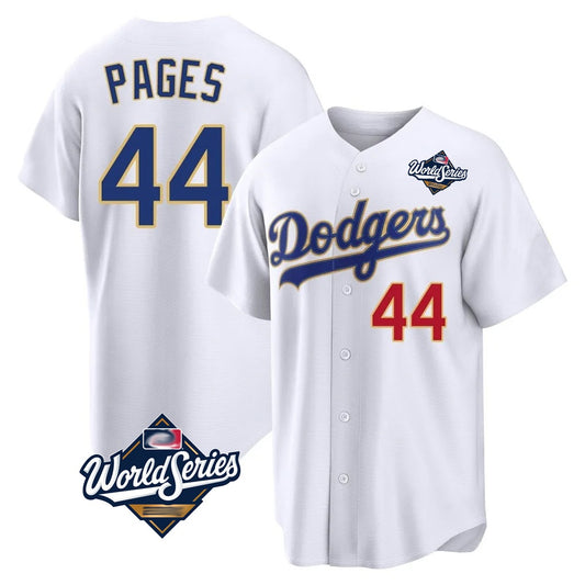 Los Angeles Dodgers #44 Andy Pages Player Gold White RONA World Series 2026 Collection Stadium Limited Stitched Jerseys