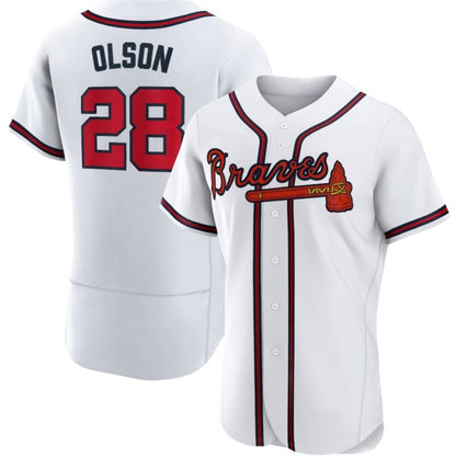 Atlanta Braves 28 Matt Olson White RONA Flex base Jersey