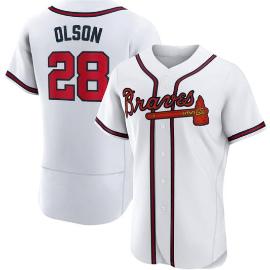 Atlanta Braves 28 Matt Olson White RONA Flex base Jersey