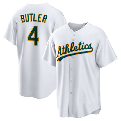 Oakland Athletics #4 Lawrence Butler White RONA Home Replica Jersey