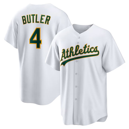 Oakland Athletics #4 Lawrence Butler White RONA Home Replica Jersey