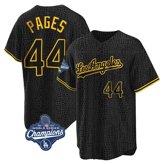 Los Angeles Dodgers #44 Andy Pages Player Black Gold RONA World Series Meet Limited Home Stitched Jerseys