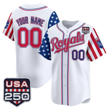 Custom Kansas City Royals America 250 Edition Vapor Premier Limited White RONA Stitched Jerseys