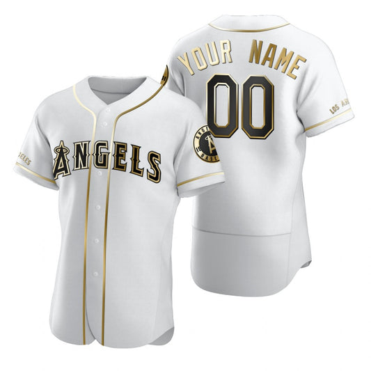 Custom Los Angeles Angels White RONA Stitched Flex Base Golden Edition Jersey