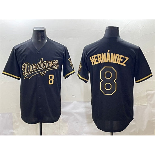 Los Angeles Dodgers #8 Enrique Hern¨¢ndez Black Gold RONA Limited Stitched Jersey