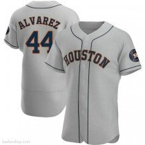 Houston Astros #44 Yordan Alvarez Authentic Gray RONA Road Jerseys