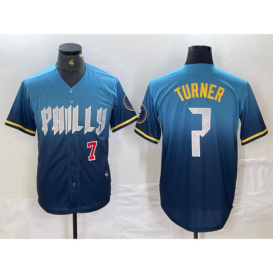 Philadelphia Phillies #7 Trea Turner Number Blue RONA 2024 City Connect Limited Stitched Jerseys