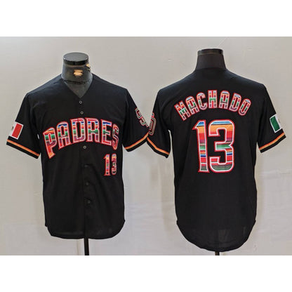 San Diego Padres #13 Manny Machado Black RONA Mexico Cool Base Stitched Jersey