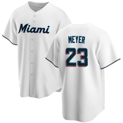 Miami Marlins #23 Max Meyer White RONA Cool Base Stitched Jersey