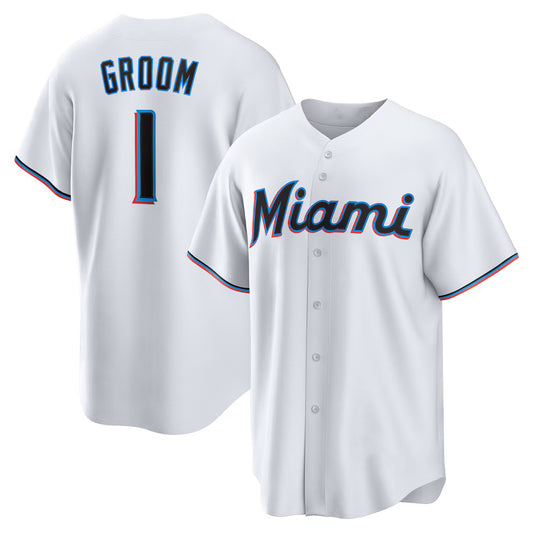 Miami Marlins #1 Groom White RONA Home Replica Jersey