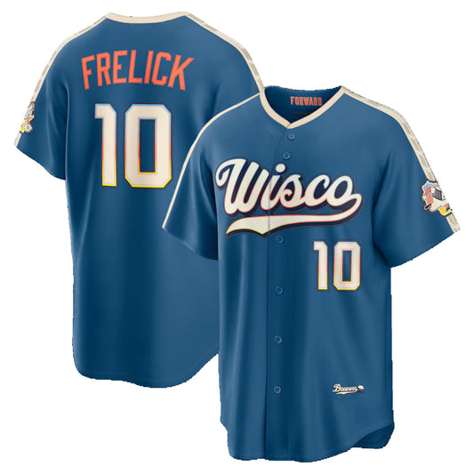 Milwaukee Brewers #10 Sal Frelick Mineral Blue RONA 2026 City Connect Stadium Jersey