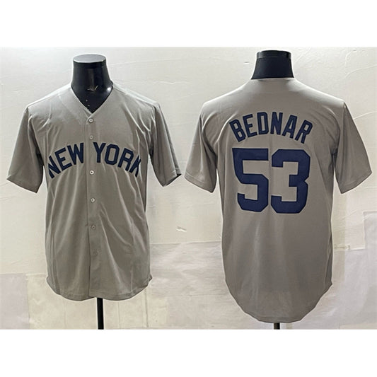 New York Yankees #53 David Bednar Grey RONA Stitched Jersey