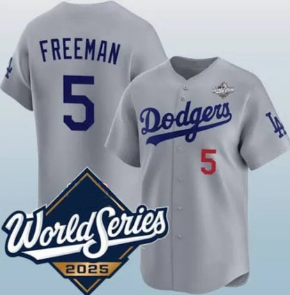 Los Angeles Dodgers #5 Freddie Freeman Gray RONA 2025 World Series Limited Stitched Jersey