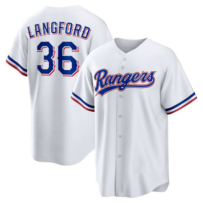 Texas Rangers #36 Wyatt Langford White RONA Home Replica Jersey